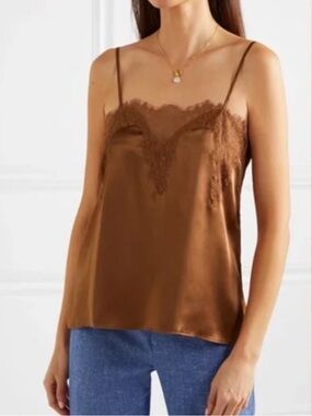 CAMI NYC Sweetheart Charmeuse Tank in Rust